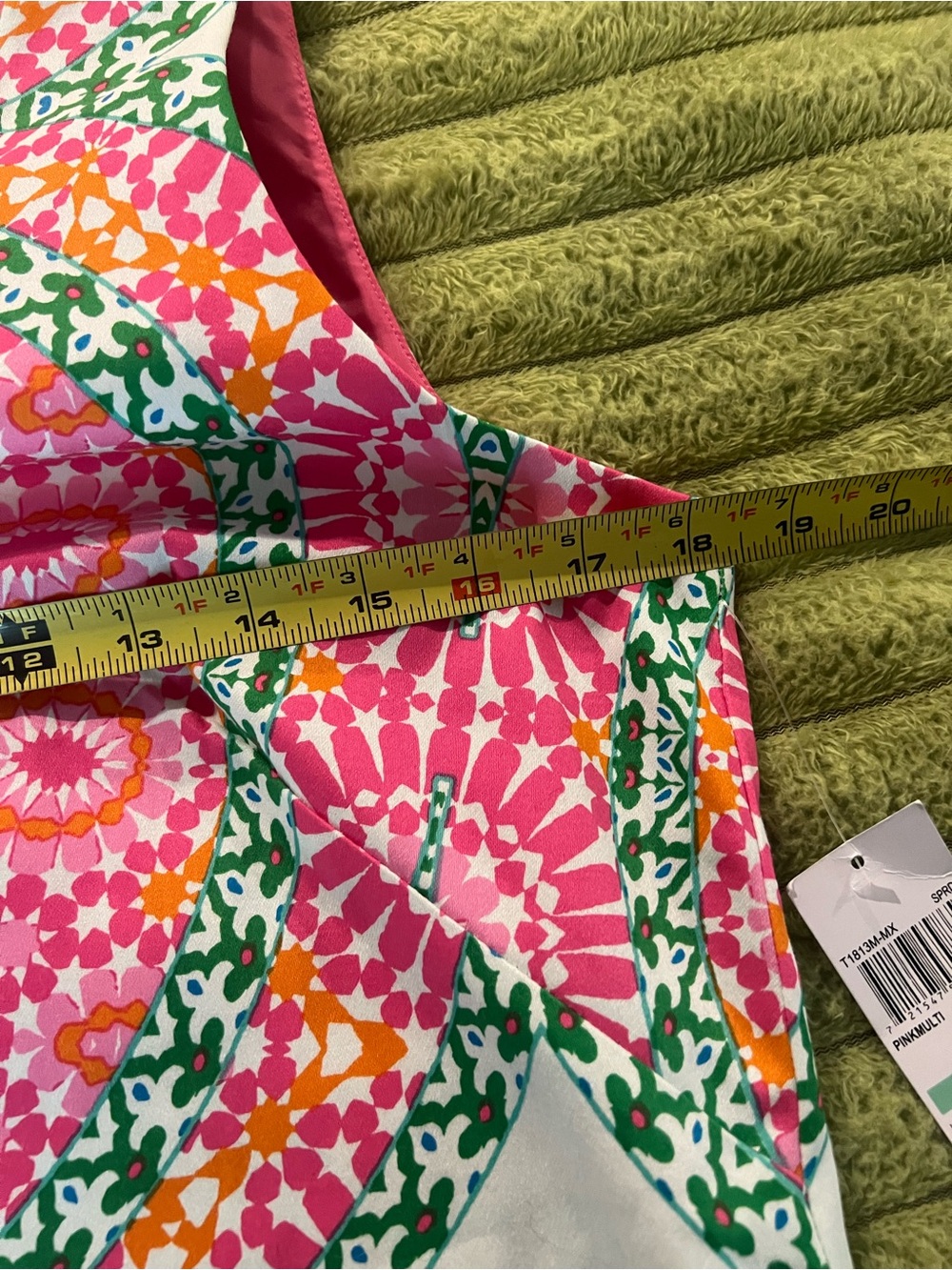 London Times Sleeveless Shift Dress Pink Green Medallion Print US 8 - Picture 16 of 16